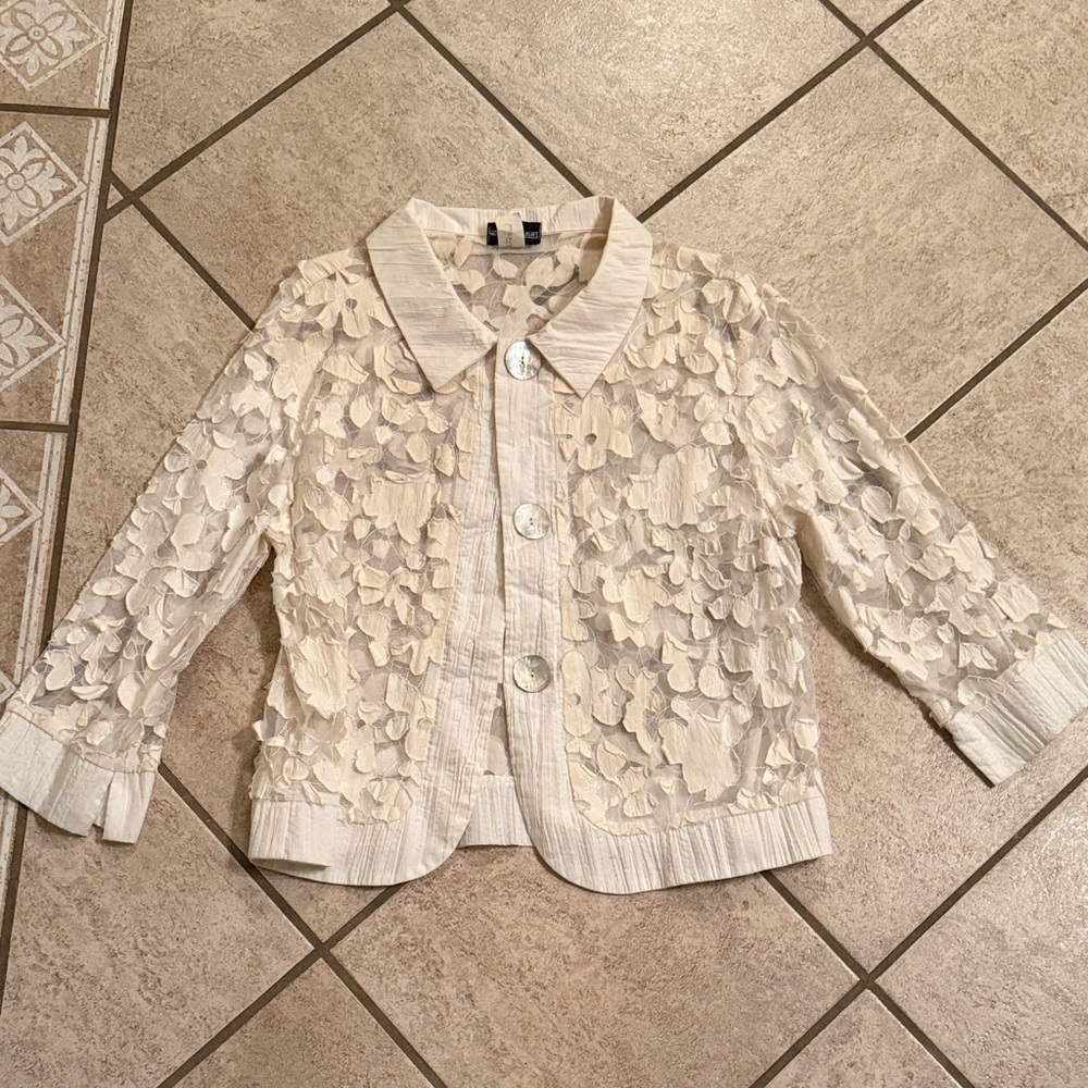 Connie Cream Floral Lace Overlay